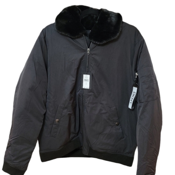 Dkny Other - DKNY Men's AVATAR FAUX FUR COLOR WATER WIND RESISTANT BOMBER BLACK JACKET